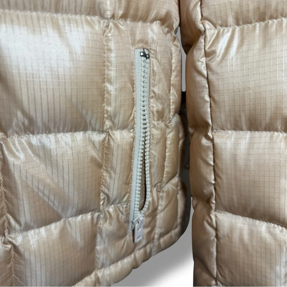 J. Crew Women's Short Puffer Jacket with Faux Fur Hood Peach Size XS - Picture 2 of 6